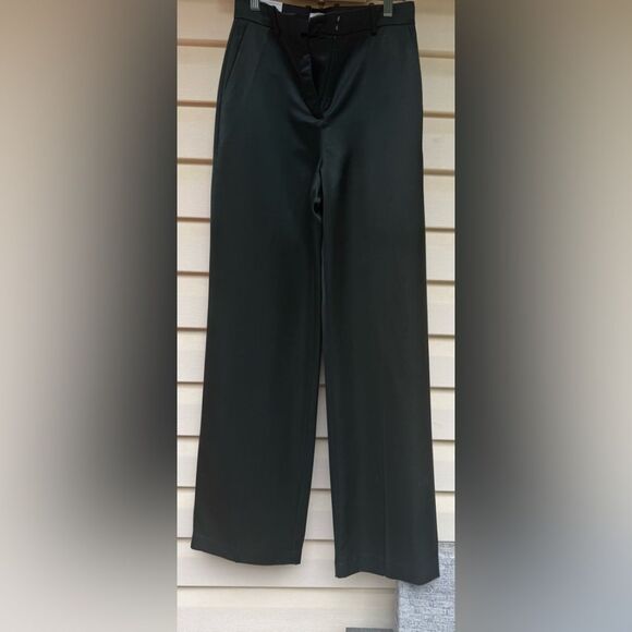 Aritzia Babaton Atelier Sadiki Dark Bottle Green High-Waisted Wide Leg Pants, 0 - Picture 9 of 16